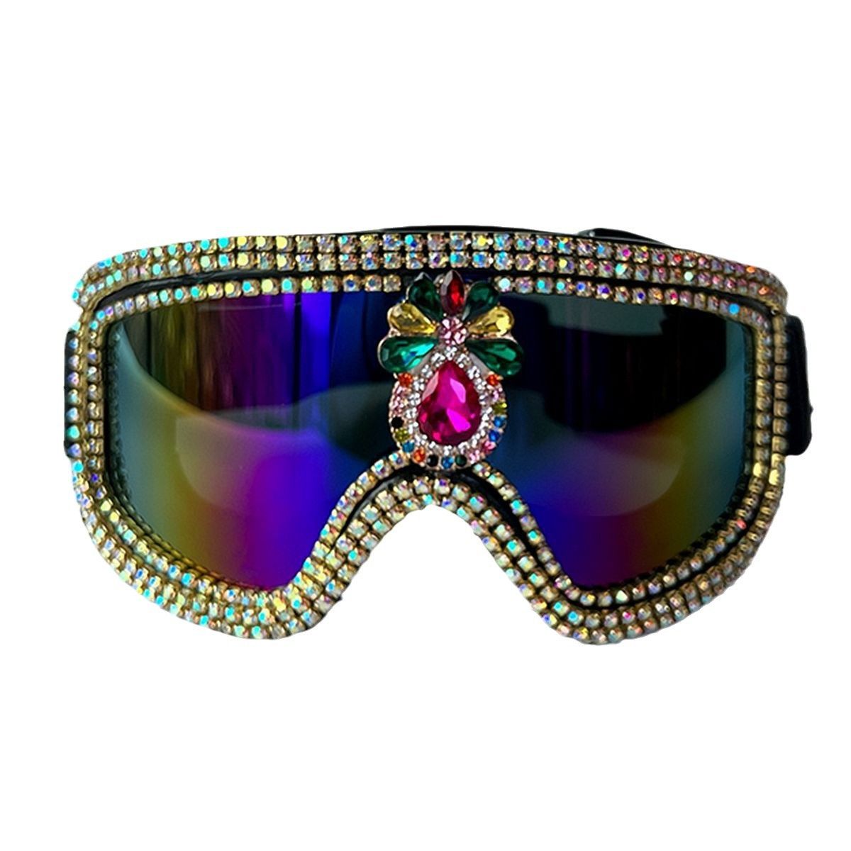 Large Frame Personalized Color Film Windproof Goggles Off Road Motorcycle Riding Goggles Chain Color Diamond Fashion Glasses Men And Women_desvips.com