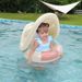 Kids Inflatable Swim Ring With Canopy & Handles - Thickened PVC For Ages 3-6 (Striped Design Sun Protection & Safety Pocket Outdoor Water Play)_desvips.com