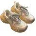 Women's Grey Pink Chunky Breathable Mesh Platform New Lightweight Versatile Thick-Soled Dad Shoes Fashion Sneakers_desvips.com