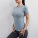 Women's Summer Gym Sports Top Round Neck Short Sleeve Quick-Dry Running T-Shirt Elastic Tight Yoga Shirt_desvips.com