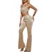 women's fashion sexy halter neck vest sequins slim fit flared trousers two-piece set_desvips.com