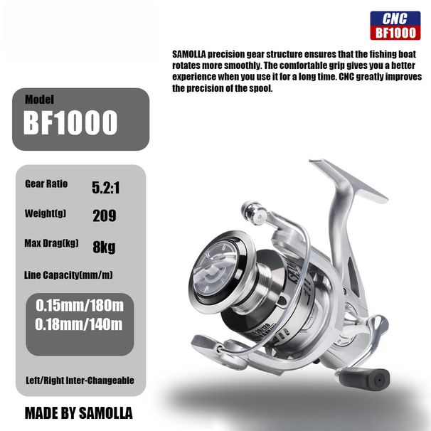 New Long Cast Spinning Reel, Metal Spool & Metal Crank Arm, Large Drag Knob Sea Fishing Reel_desvips.com