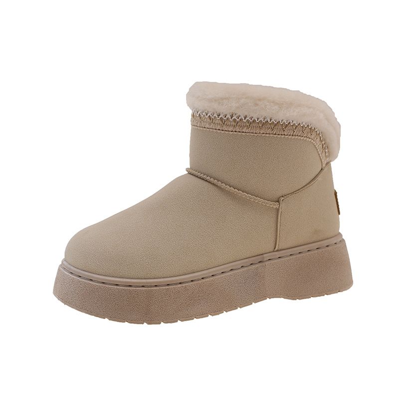 2025 Autumn New Fashion Flip Muffin Thick-soled Snow Boots Women's Korean Version Warm Round Head Sleeve Women's Cotton Shoes_desvips.com