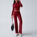 Yoga Sets Sports Yoga Long Sleeved T Shirt Solid Color Trouser Casual Suit Women's Clothing Autumn And Winter_desvips.com