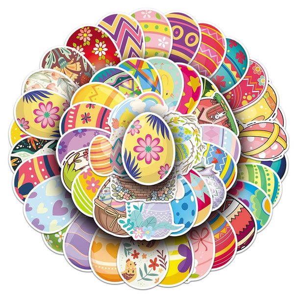 100 Easter Egg Cartoon Doodle Creative Holiday Atmosphere Decoration DIY Storage Box Desktop Stickers_desvips.com
