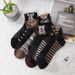 Stockings Short Versatile Breathable Spring Summer Cotton Sole Socks Durable Transparent Crystal Thin Cute Striped Bear_desvips.com