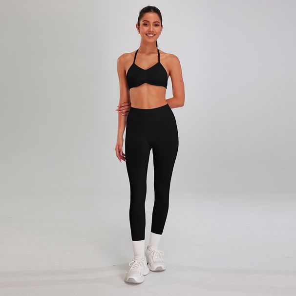 Women's High-Waisted Backless Fitness Outfit Set Halter Neck Sports Bra With Tight Yoga Pants European American Style_desvips.com