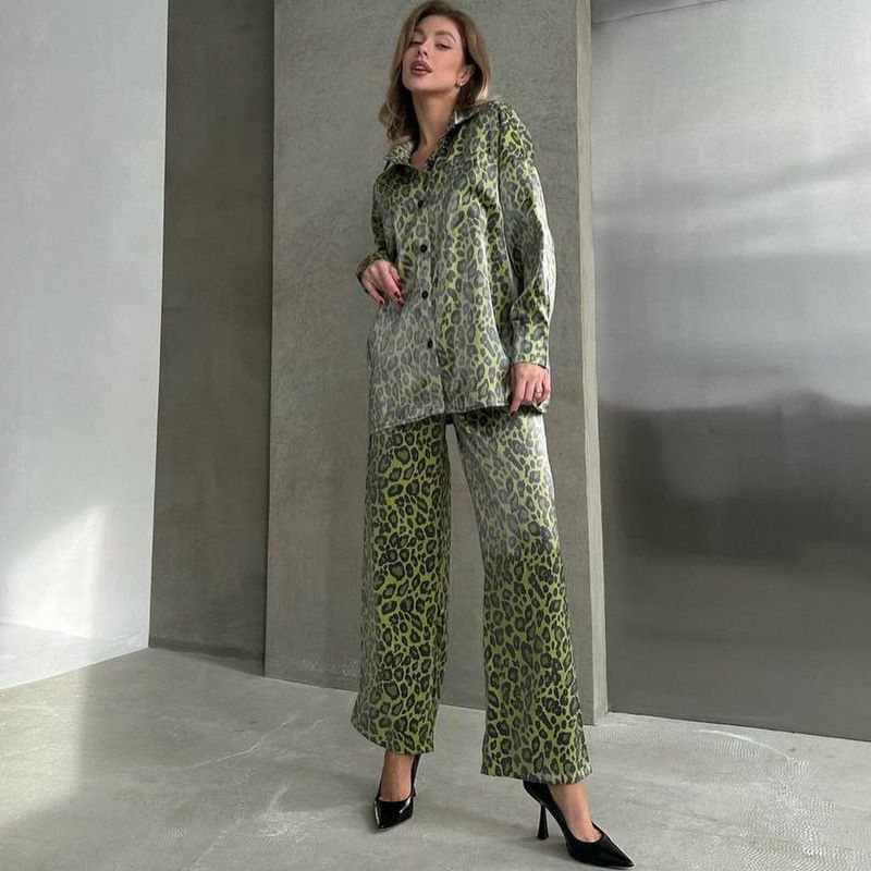 Women's clothing fashion casual suits for women leopard print spring ladies long-sleeved trousers women's clothing two-piece suit_desvips.com