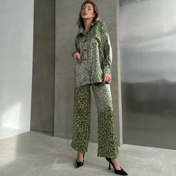 Women's clothing fashion casual suits for women leopard print spring ladies long-sleeved trousers women's clothing two-piece suit_desvips.com