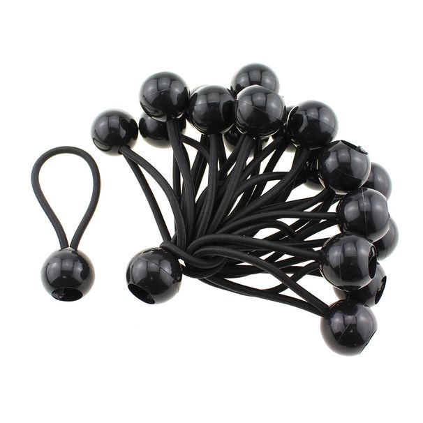 RLECS 20PCS 6 Inch Elastic Ball Rope, 4mm Thickness, Black, Heavy Duty, Waterproof Canvas, Elasticated Tie For Fixing Tent, Securing Furniture Cover,_desvips.com