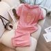 Women's Clothing Pink sports suit for women summer 2023 new high-end fashion versatile loose short-sleeved two-piece suit_desvips.com