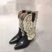 Women's Hot Retro Printed Leather Ankle Boots New - Comfortable Embroidery High Heels Casual Vintage Footwear_desvips.com