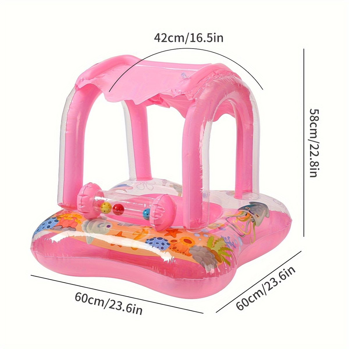 1pc Thickened Inflatable Sunshade Bell Seat Ring Blue Pink PVC Material Swimming Seat Ring Floating Ring Armpit Ring Beach Toy_desvips.com