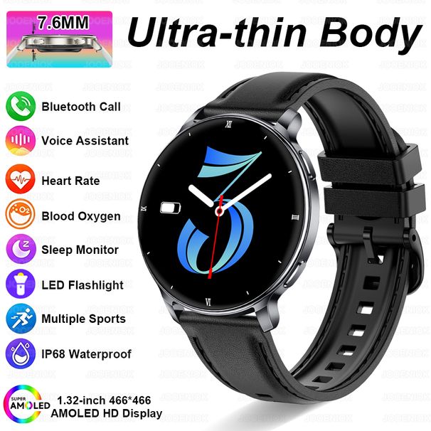2026 New 1.32" AMOLED Smartwatch Man 466*466 Resolution Bluetooth Call LED Flashlight Fitness Tracker Smart Watch For_desvips.com