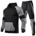 New Autumn Winter Men's Casual Multi-Splicing Fleece Drop Shoulder Hoodie Set Fashion Sports Suit_desvips.com