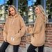 Women's flannel loose hooded long-sleeved pullover plush sweatshirt_desvips.com