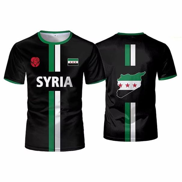 New Syria Football 3D Print T-shirt Syrian Flag Jersey Men/Women Oversized Casual Short Sleeve T Shirt Unisex Tops Tees_desvips.com