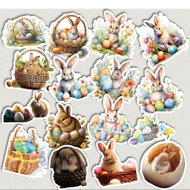 50 Non-repeating Cute Cartoon Easter Bunny DIY Stickers For Animal-themed Decoration On Mobile Phones And Notebooks_desvips.com