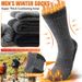 3 Pairs Men's Winter Wool Hiking Thick Thermal Terry Mid-Calf Heavy Duty Knit Crew Socks For Snow Sports & Camping_desvips.com