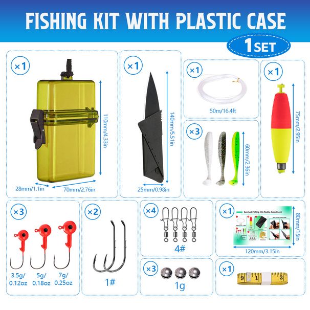 Shark Scavenger|19-piece Emergency Set: Float, Soft Bait, Spinnerbait, Jig Head Hook, Line, Gear, Lure, Cross-border_desvips.com
