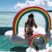 Swimming Rings Super Large Thickened Rainbow Island Water Floating Bed Rainbow Cloud Inflatable Floating Drainage Floating Lounge Chair Swimming Ring_desvips.com