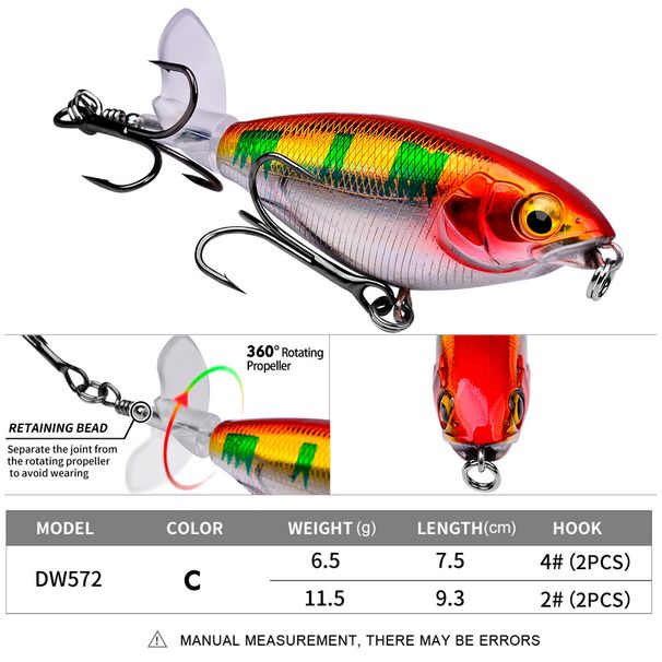 Propeller Lure Surface System Tractor 6g 11g Bionic Plastic Hard Bait Long Casting Floating Pencil_desvips.com