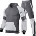 New Autumn Winter Men's Casual Multi-Splicing Fleece Drop Shoulder Hoodie Set Fashion Sports Suit_desvips.com