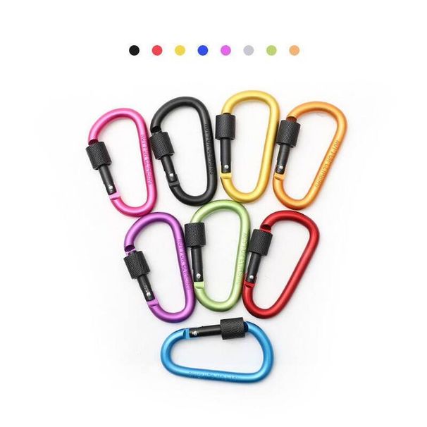 High-Quality Bold Colorful Locking D-Type Carabiner Safety Spring Buckle Quick Release Nut Aluminum Alloy Clip_desvips.com