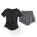Women's Slim Fit V-Neck Yoga Top Quick Drying Short Sleeve Sports T-Shirt Breathable Fitness Suit For Running And Summer Activities_desvips.com