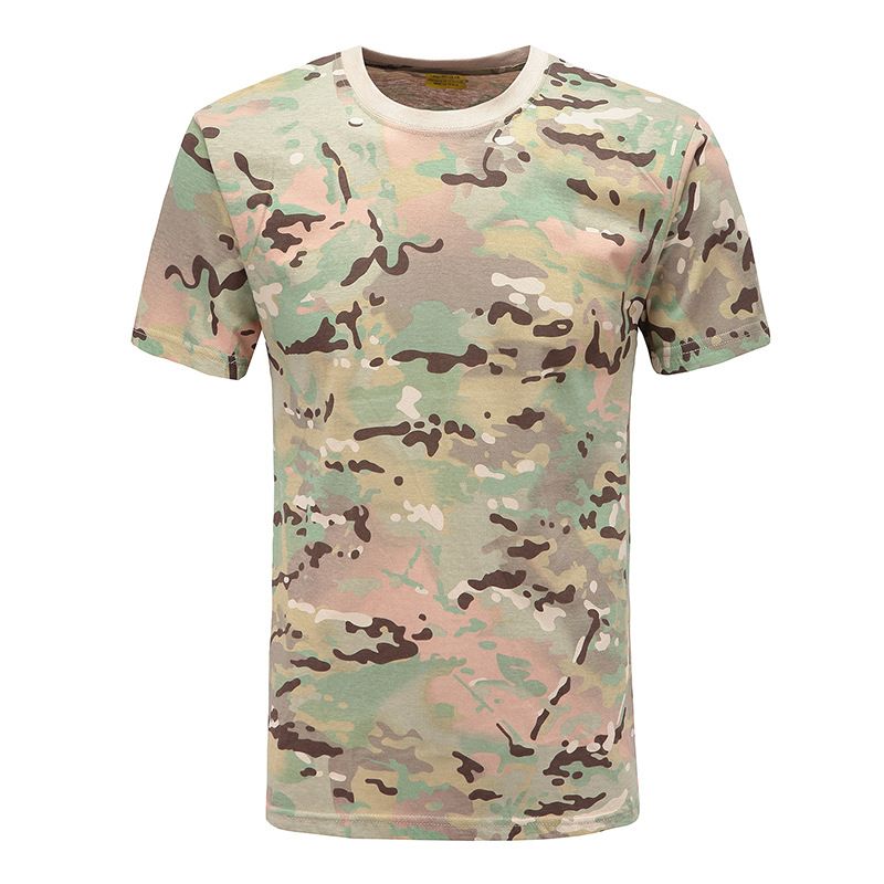 Camo Short Men's Round Neck Pure Cotton Half Sleeve Outdoor Training Work Military Tactical T-Shirt Wholesale_desvips.com