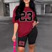 Women's Clothing Solid color all match digital printing two piece short sleeved shorts loose casual spring and summer_desvips.com