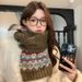 2025 Retro Fair Isle Style Jacquard Knitted Wool Scarf For Women, Autumn Winter Korean Style, Versatile And Warm Neck_desvips.com