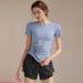 Women's Quick Drying Yoga Wear Short Sleeved T-Shirt Pilates Training Fitness Top New Style Sports Running Set_desvips.com