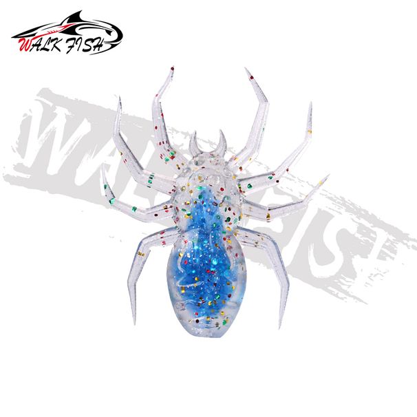 WALK FISH 5 Pieces/Lot Fishing Lure Simulation Spider Soft Bait 3.5cm 1.3g Flexible PVC+TPR Artificial Worm Lures Laser Sequins_desvips.com