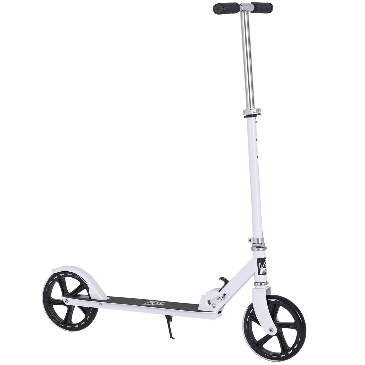 Trottinette Pliable Hauteur Guidon Réglable Sur 4 Niveaux Système De Freinage Arrière Pour Enfant Adolescent Pois Max. 100KG Dim. 88L X 37l X 75-100H Cm Blanc_desvips.com
