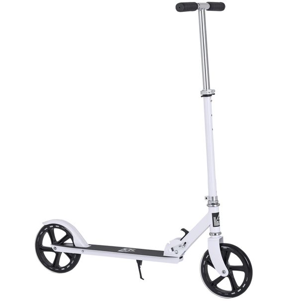 Trottinette Pliable Hauteur Guidon Réglable Sur 4 Niveaux Système De Freinage Arrière Pour Enfant Adolescent Pois Max. 100KG Dim. 88L X 37l X 75-100H Cm Blanc_desvips.com