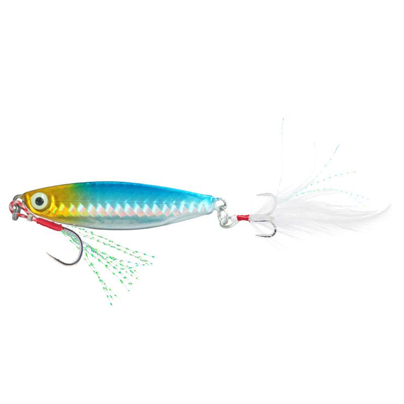 Luya Reinforced Feather Three Hook Slow Shake Blade Glitter Bait Hard Bait Fishing Gear_desvips.com