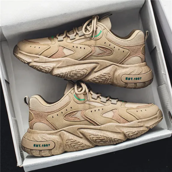 New Men's Shoes 2026s Spring Trendy Versatile Mesh Casual Running Sneakers Size 39-44 Free Shipping Black Grey Khaki_desvips.com