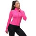001 Cross-Border European And American Style Ribbed Long Sleeve Stand Collar With Front Zipper, Finger Sleeve, Slim Fit,_desvips.com